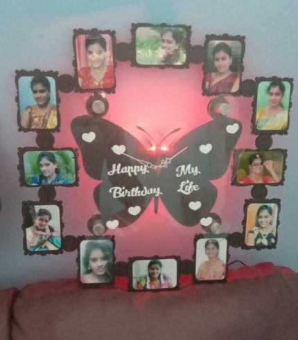 Personalized Photo collage wall clock with LED