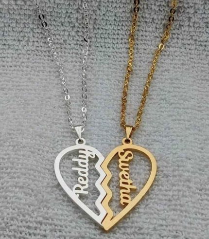 Personalized Half Heart Couple Name Pendent