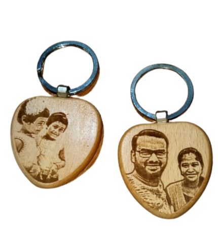 Personalized heart shape Wooden Key Chain